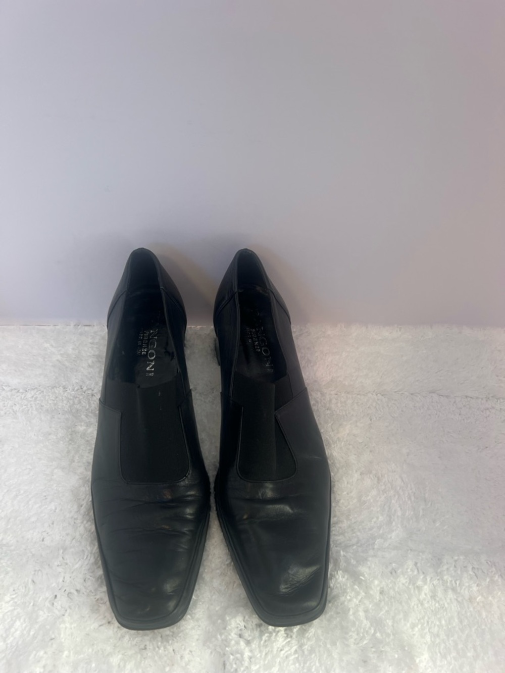 Rangoni Black Leather Slip-On Derby Loafers